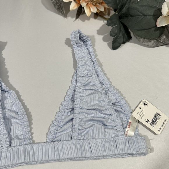 NWT Free People‎ [ Medium ] Wait & See Stripe Ribbed Bralette Palest Blue - Picture 8 of 14
